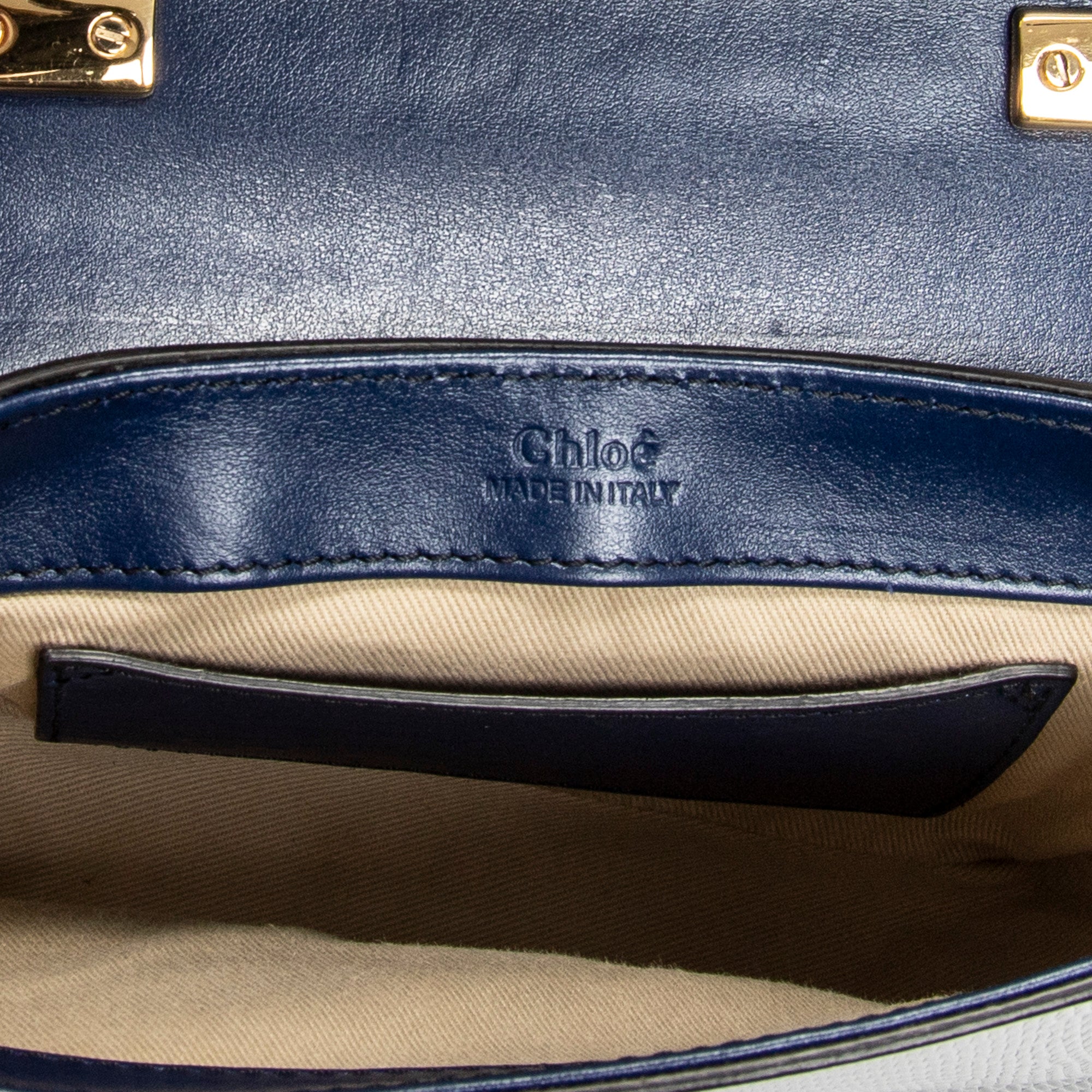 Shoulder Bag Mini C Crossbody Navy Croc Embossed Leather