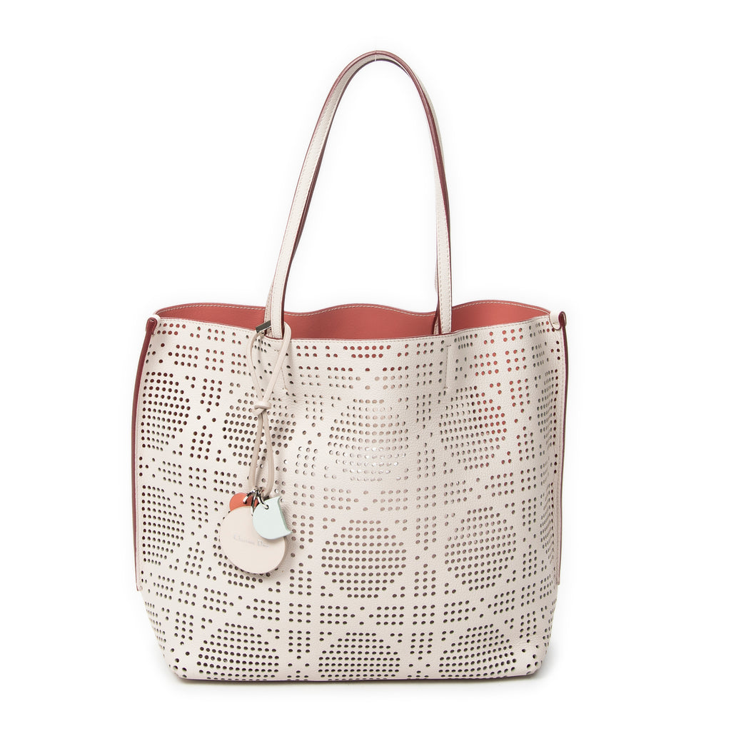 Shoulder Bag Dioriva Tote Light Beige Perforated Cannage Leather