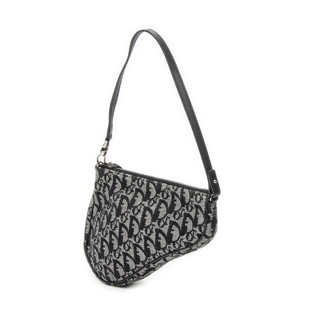 Shoulder Bag Mini Saddle Pochette Black Diorissimo Canvas