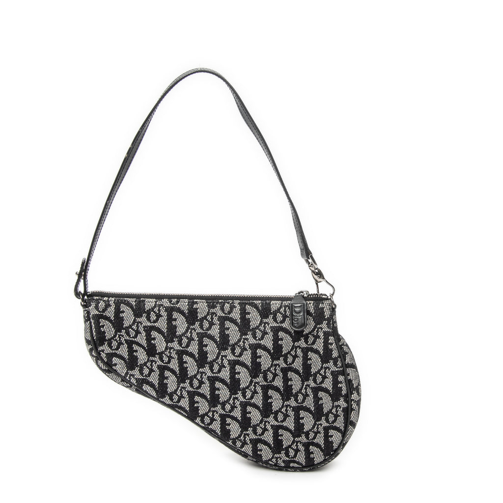 Shoulder Bag Mini Saddle Pochette Black Diorissimo Canvas