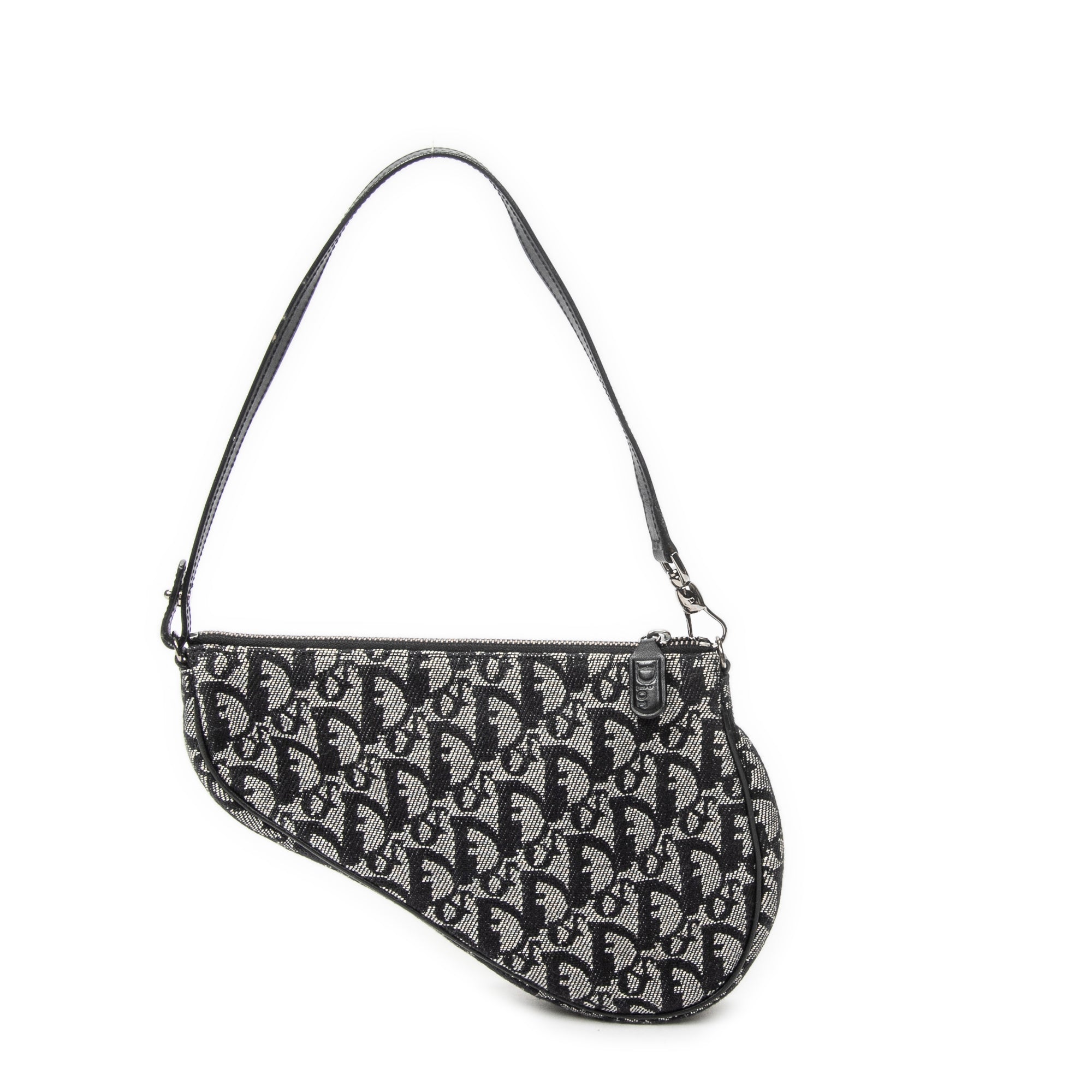 Shoulder Bag Mini Saddle Pochette Black Diorissimo Canvas