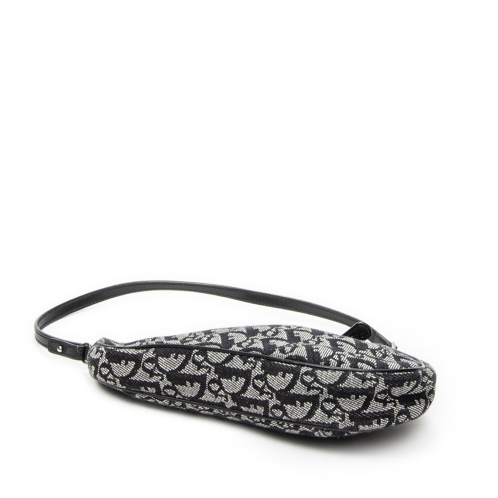 Shoulder Bag Mini Saddle Pochette Black Diorissimo Canvas
