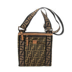 Shoulder Bag Square Zip Crossbody Brown Zucca Canvas