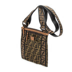 Shoulder Bag Square Zip Crossbody Brown Zucca Canvas