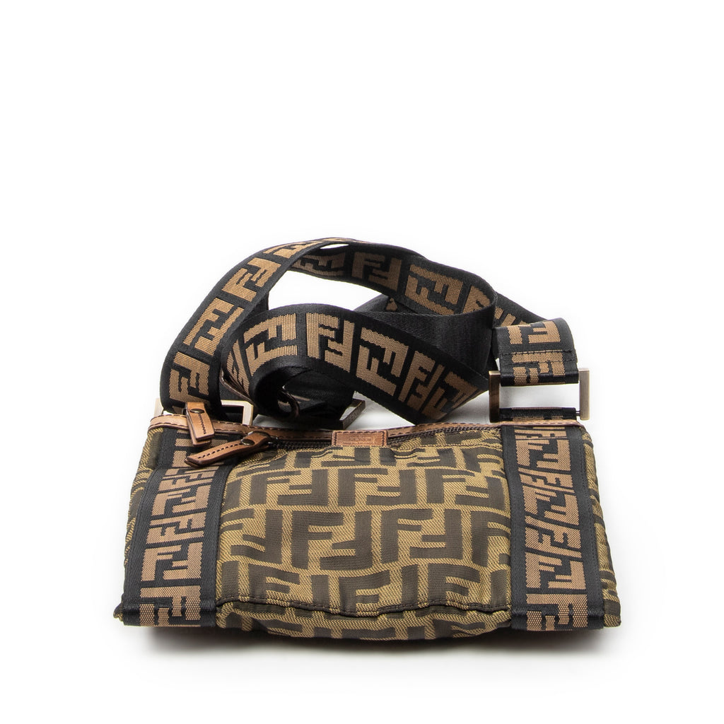 Shoulder Bag Square Zip Crossbody Brown Zucca Canvas