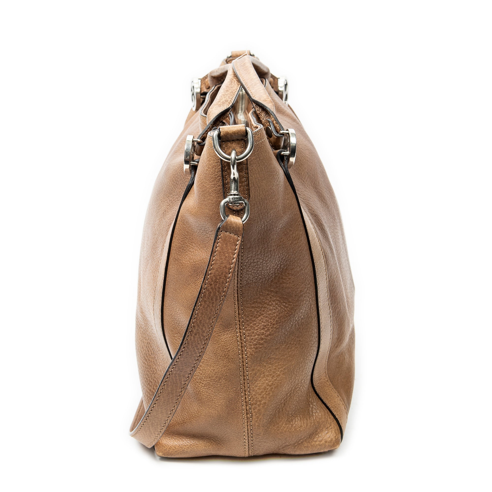 Shoulder Bag Miss GG Convertible Tote Brown Grained Calfskin Leather
