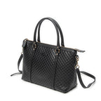 Shoulder Bag Convertible Satchel Black Microguccissima Leather