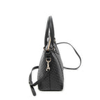 Shoulder Bag Convertible Satchel Black Microguccissima Leather