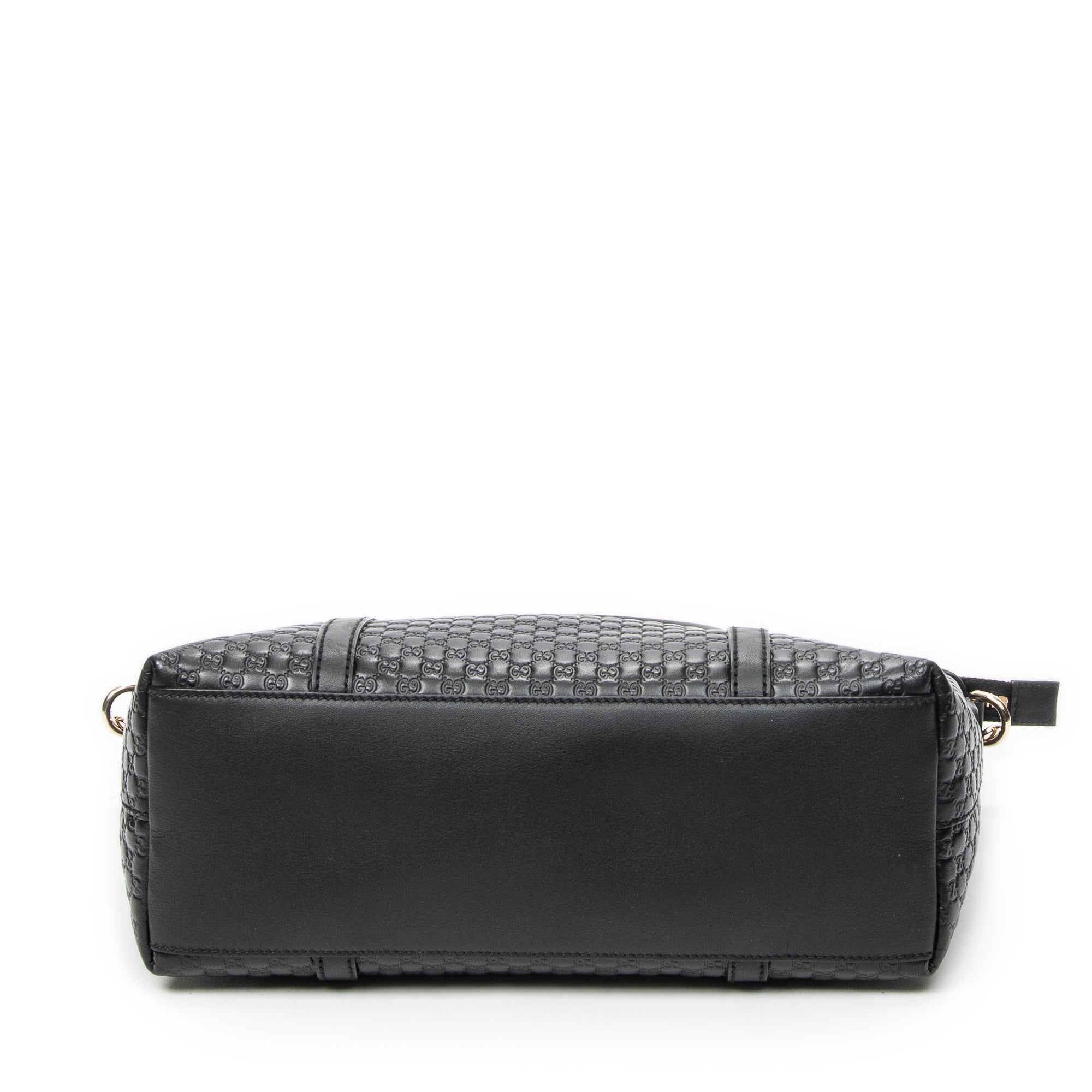 Shoulder Bag Convertible Satchel Black Microguccissima Leather
