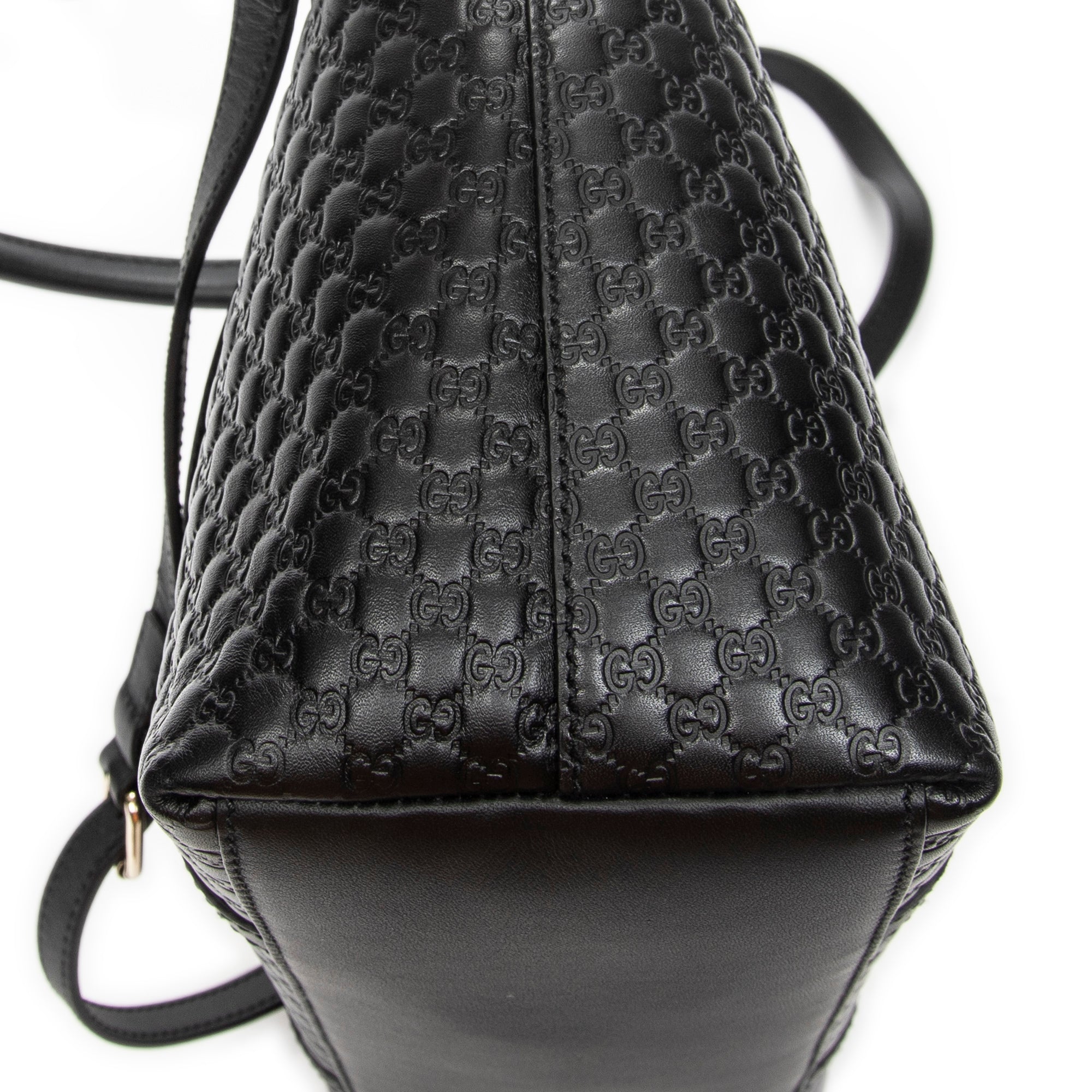 Shoulder Bag Convertible Satchel Black Microguccissima Leather