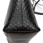 Shoulder Bag Convertible Satchel Black Microguccissima Leather