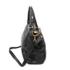 Shoulder Bag GG Ride Top Handle Black Grained Calfskin Leather