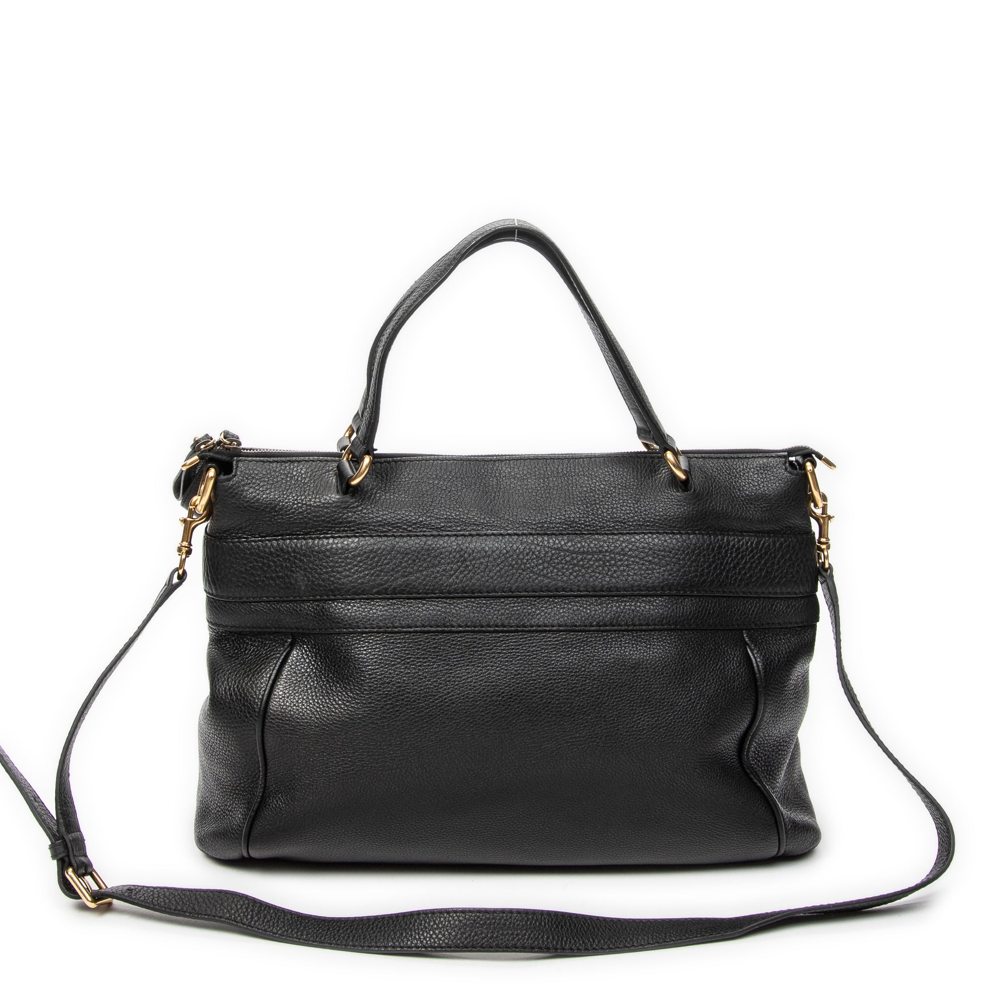 Shoulder Bag GG Ride Top Handle Black Grained Calfskin Leather