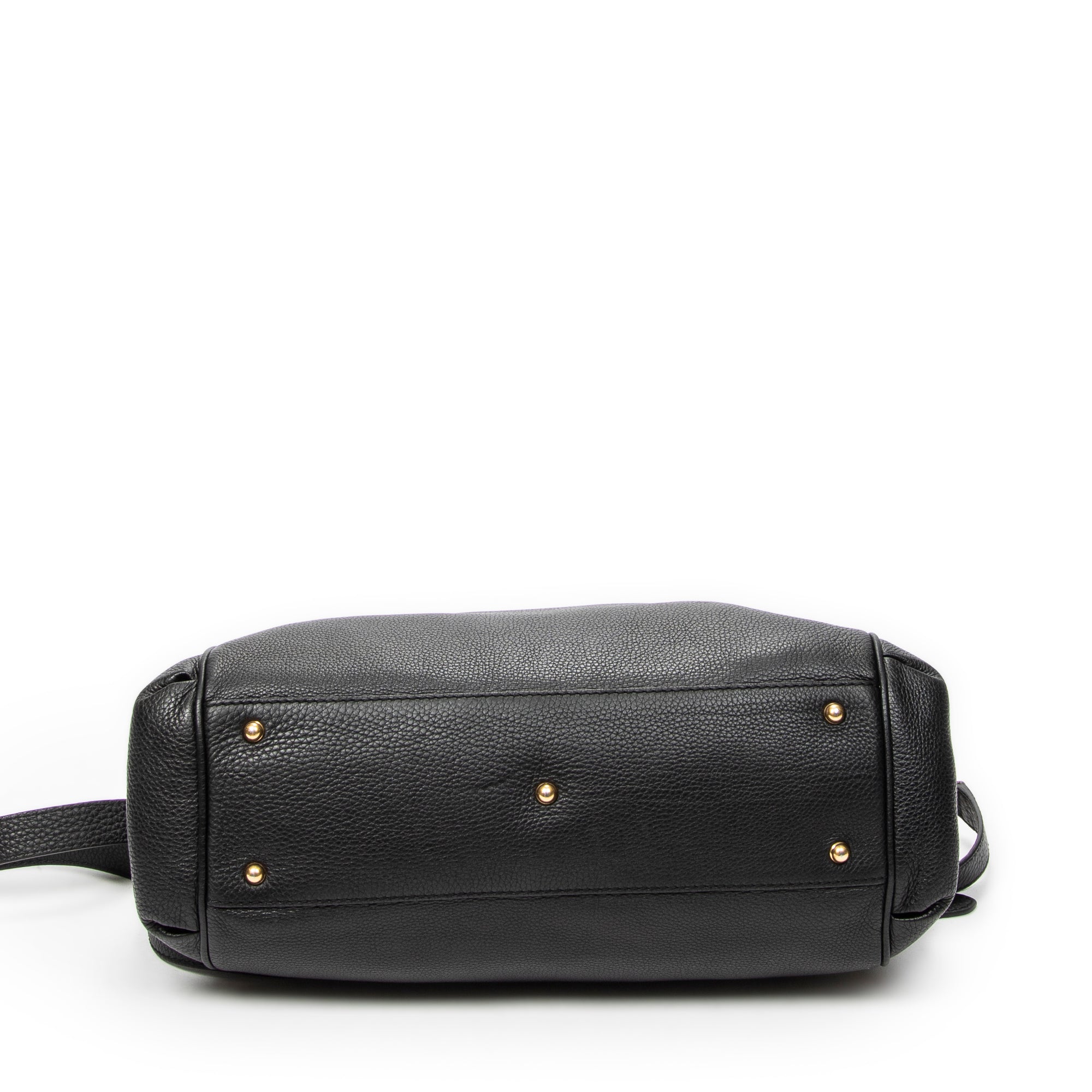 Shoulder Bag GG Ride Top Handle Black Grained Calfskin Leather