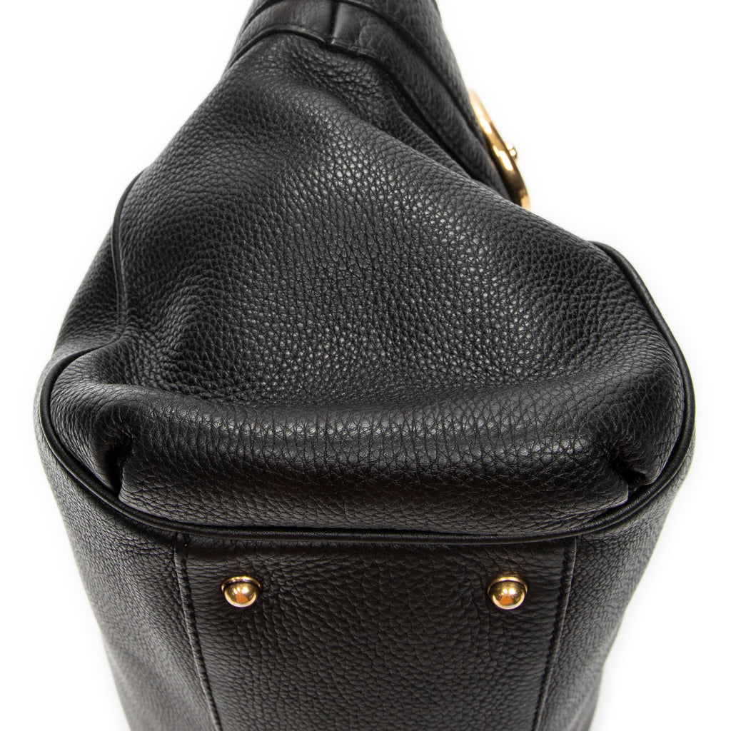Shoulder Bag GG Ride Top Handle Black Grained Calfskin Leather