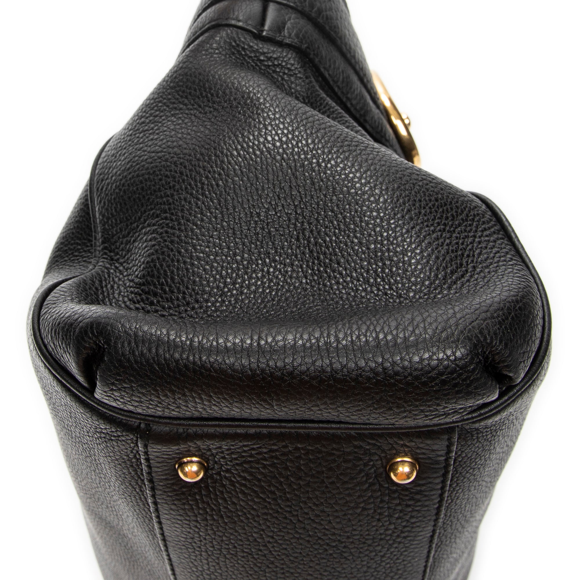 Shoulder Bag GG Ride Top Handle Black Grained Calfskin Leather
