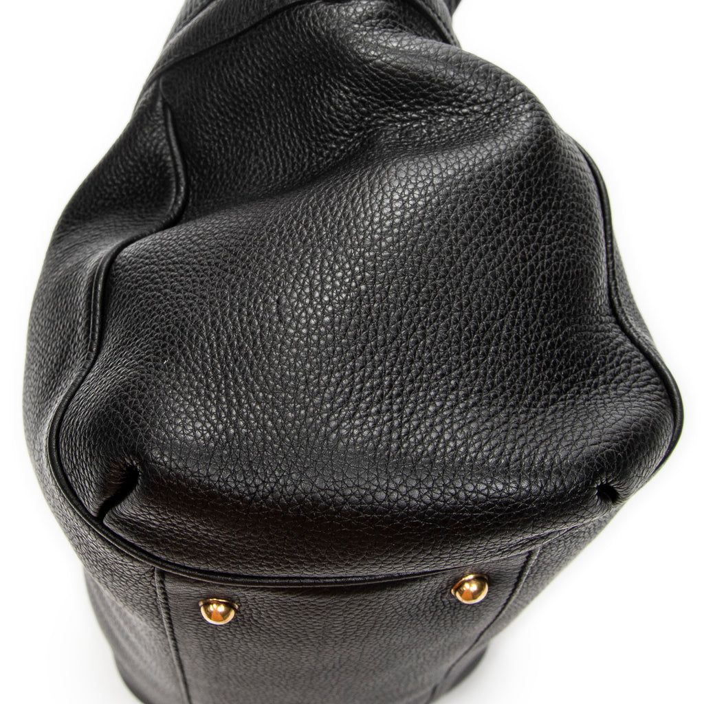 Shoulder Bag GG Ride Top Handle Black Grained Calfskin Leather