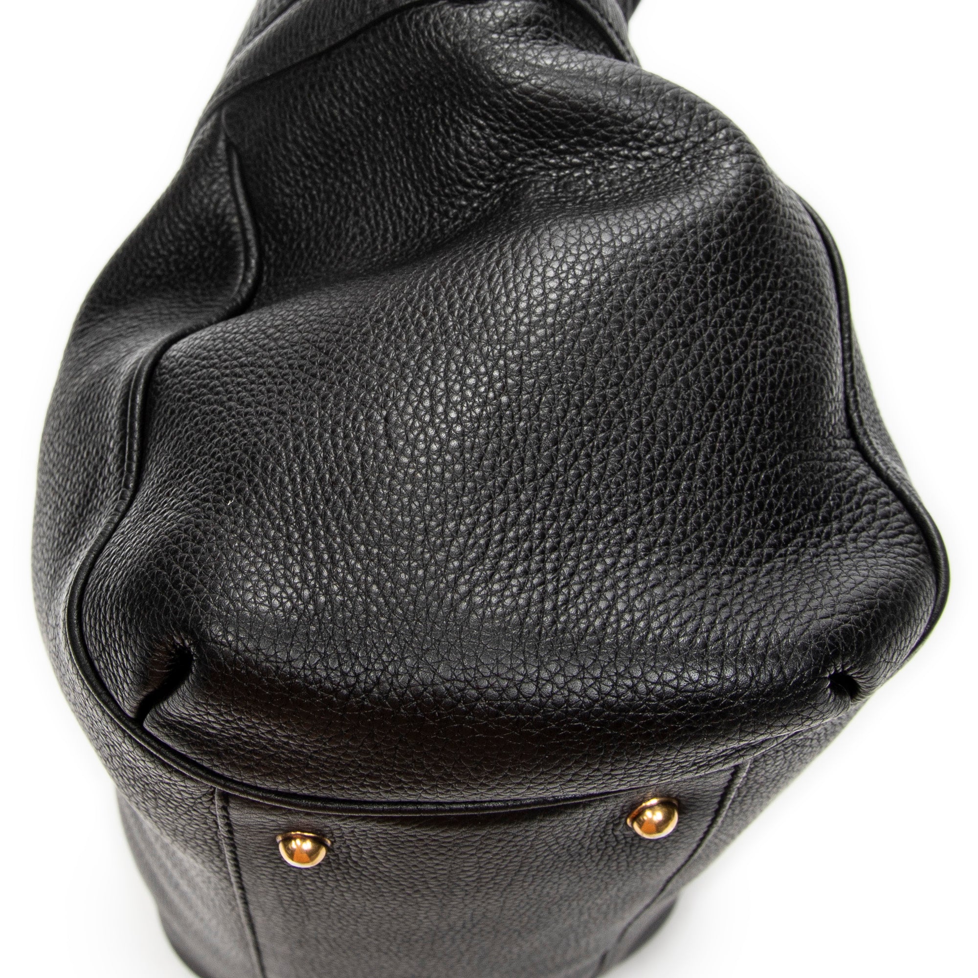 Shoulder Bag GG Ride Top Handle Black Grained Calfskin Leather