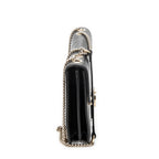 Shoulder Bag Medium Interlocking GG Chain Crossbody Black Grained Calfskin Leather