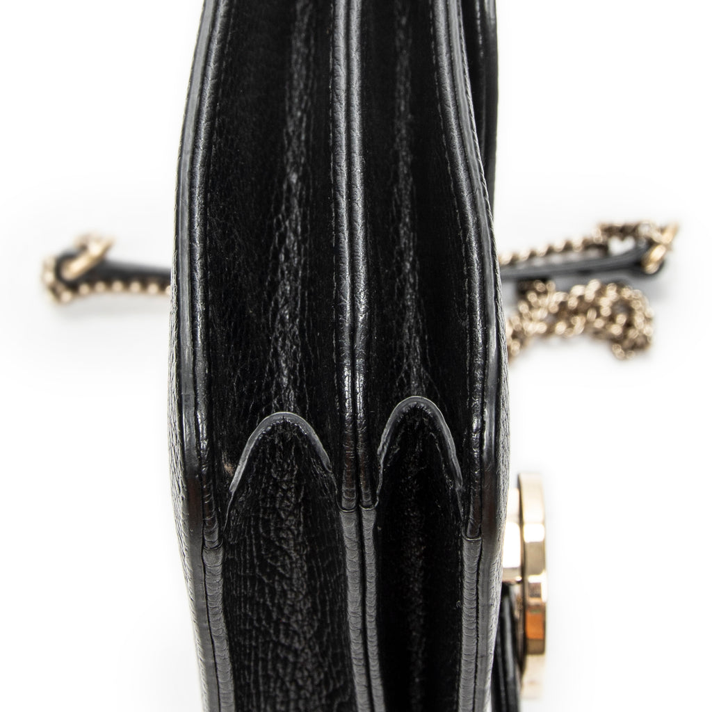 Shoulder Bag Medium Interlocking GG Chain Crossbody Black Grained Calfskin Leather