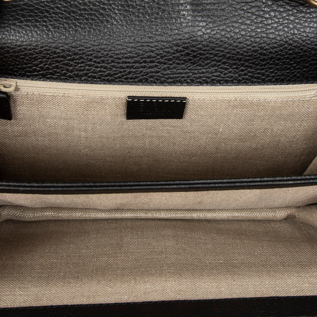Shoulder Bag Medium Interlocking GG Chain Crossbody Black Grained Calfskin Leather