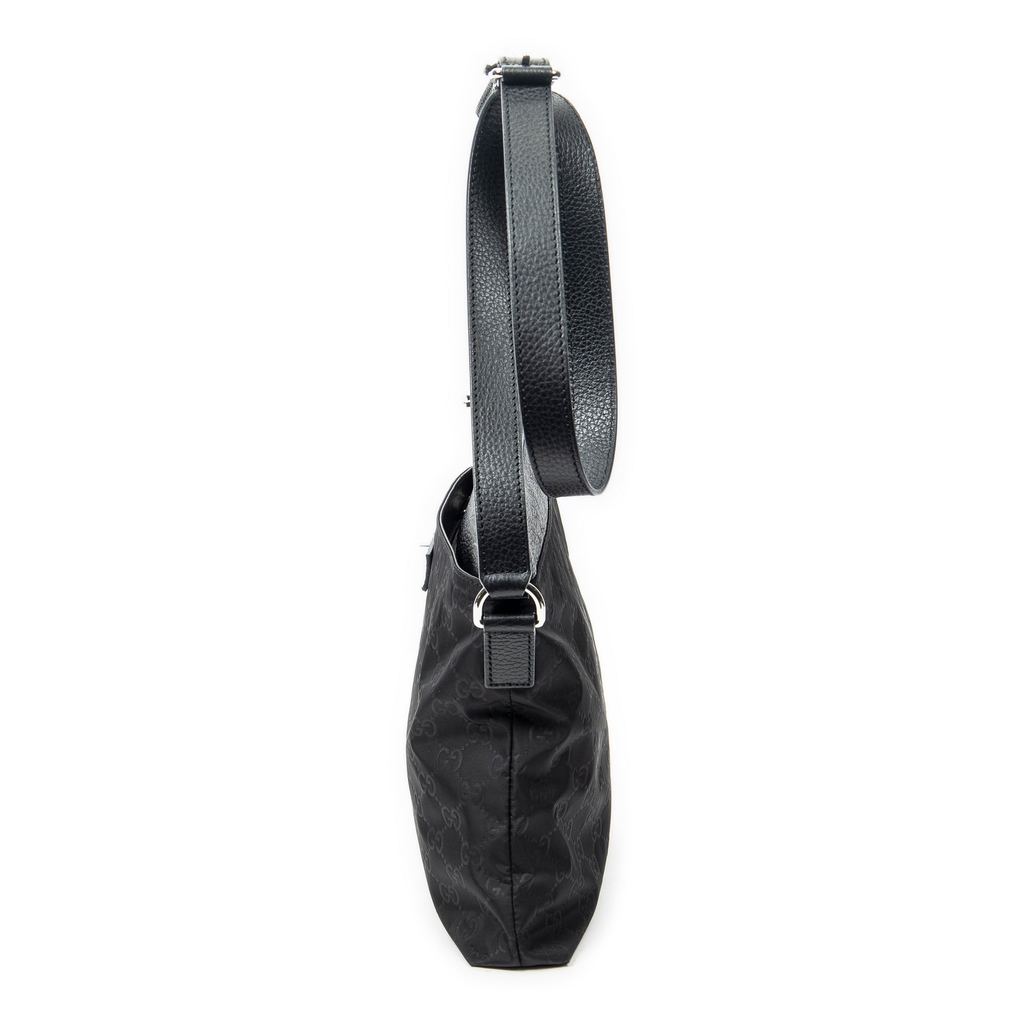 Shoulder Bag Square Zip Crossbody Black Guccissima Nylon Canvas