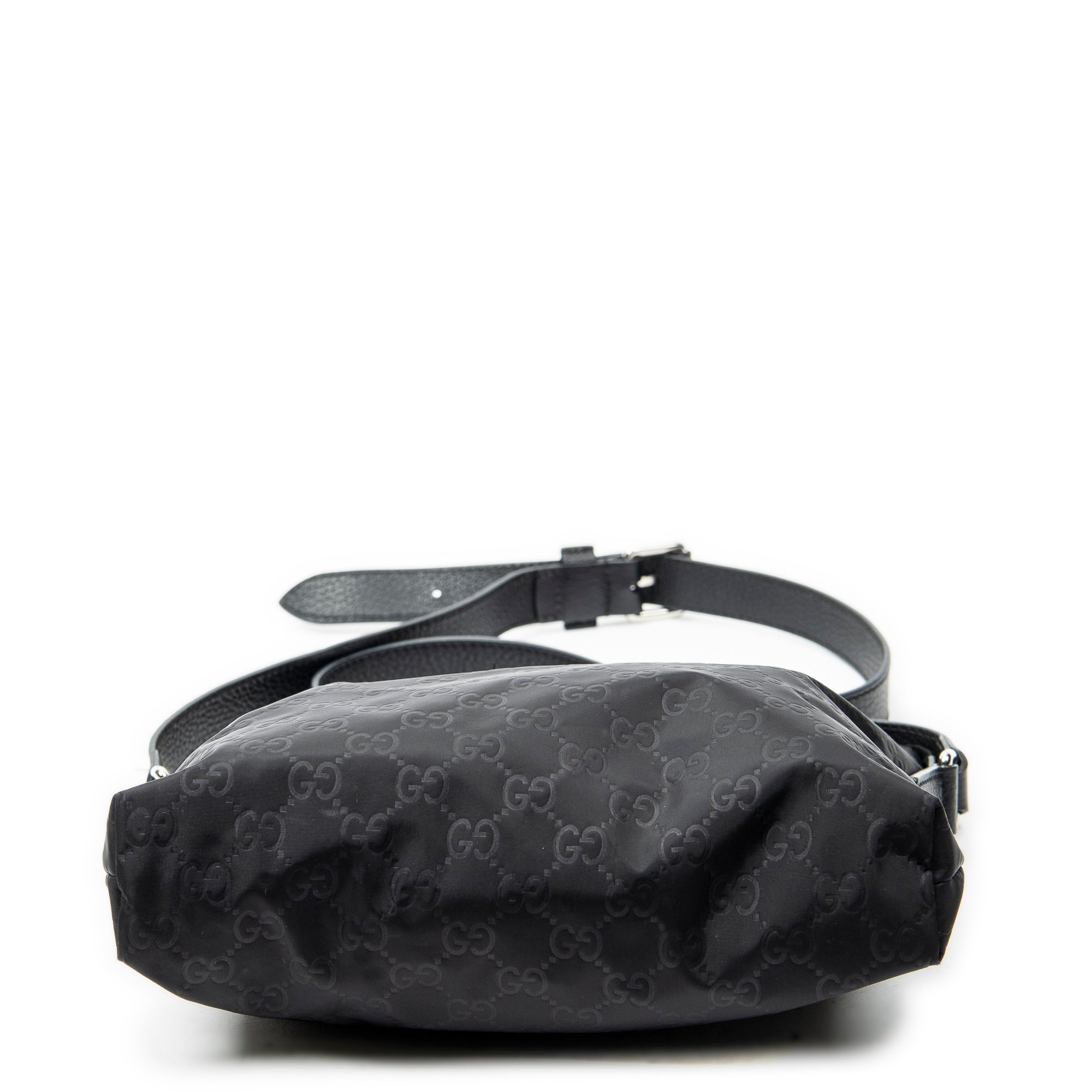 Shoulder Bag Square Zip Crossbody Black Guccissima Nylon Canvas