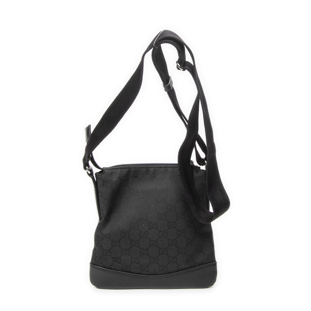 Shoulder Bag Mini Zip Messenger Black Monogrammed Nylon Canvas