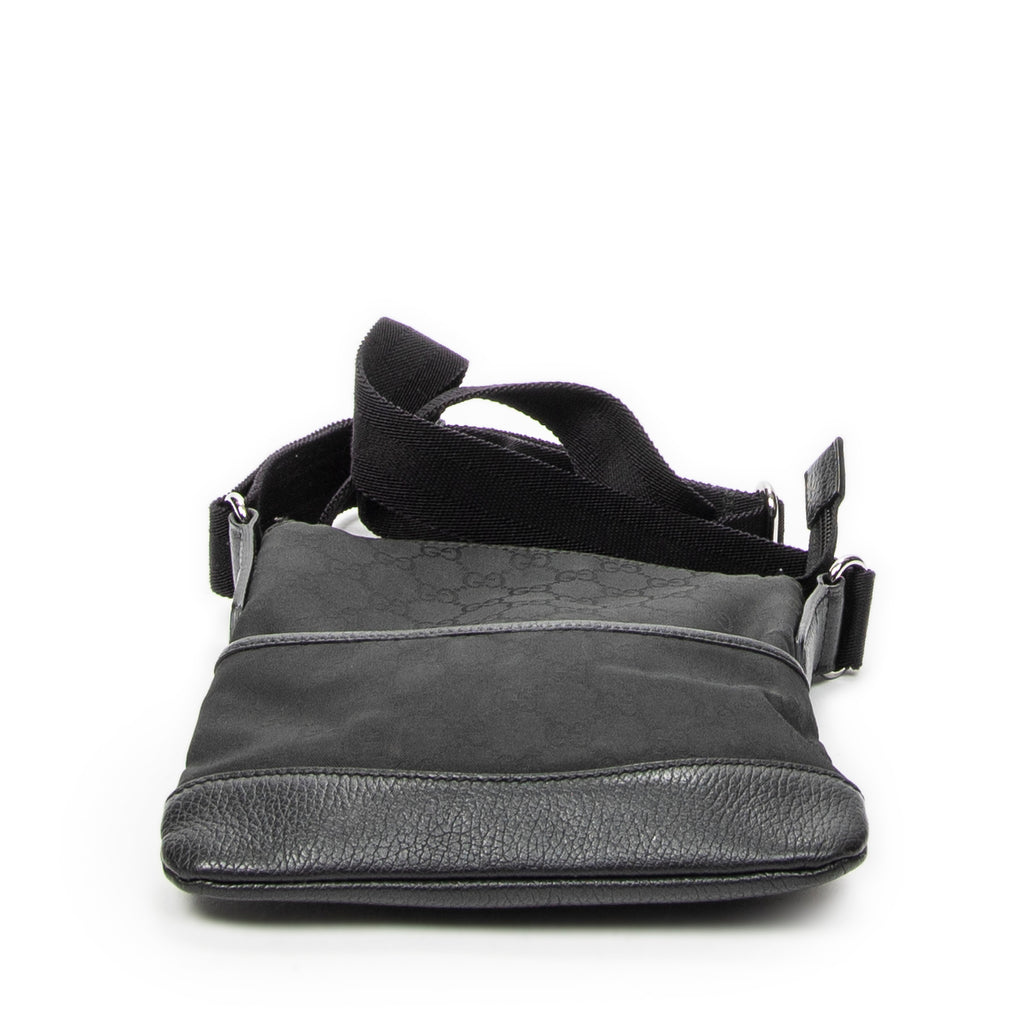 Shoulder Bag Mini Zip Messenger Black Monogrammed Nylon Canvas