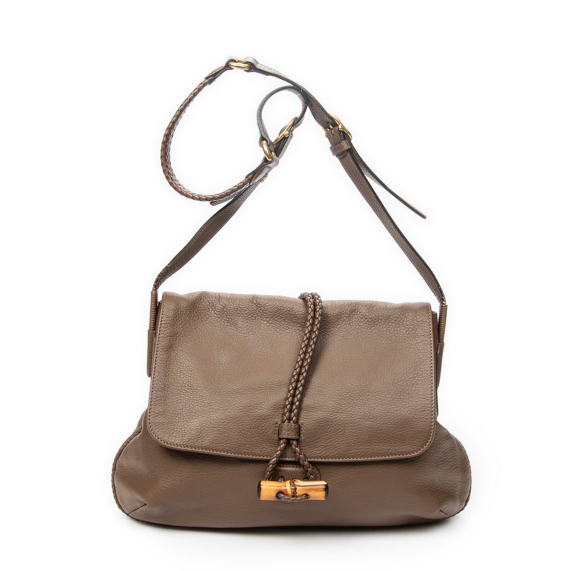 Bandolera Jungle Grande Messenger Piel de Becerro Granulada Marrón