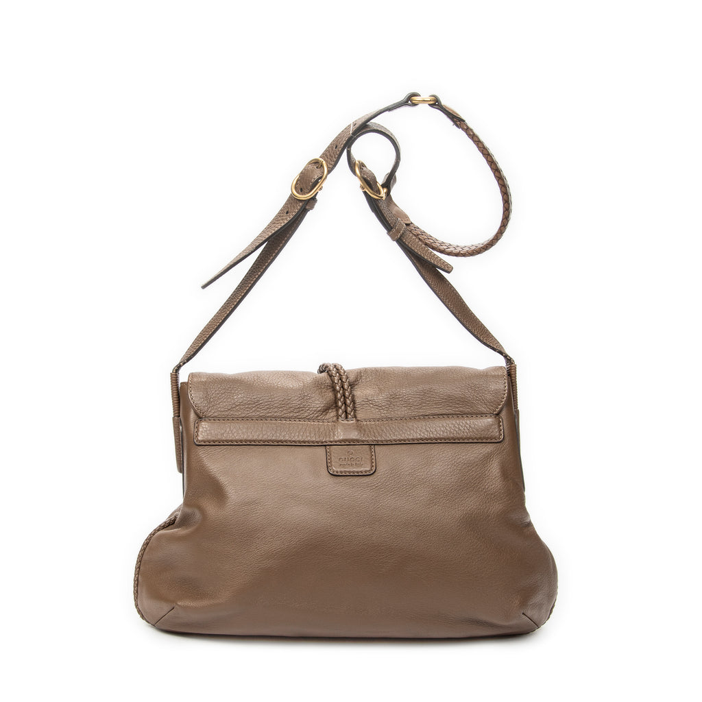 Shoulder Bag Jungle Grande Messsenger Brown Grained Calfskin Leather