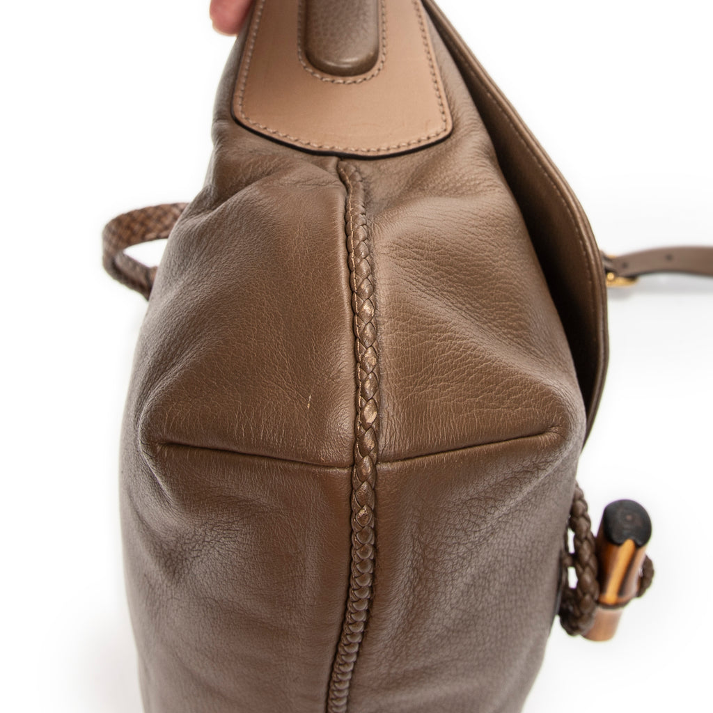 Shoulder Bag Jungle Grande Messsenger Brown Grained Calfskin Leather