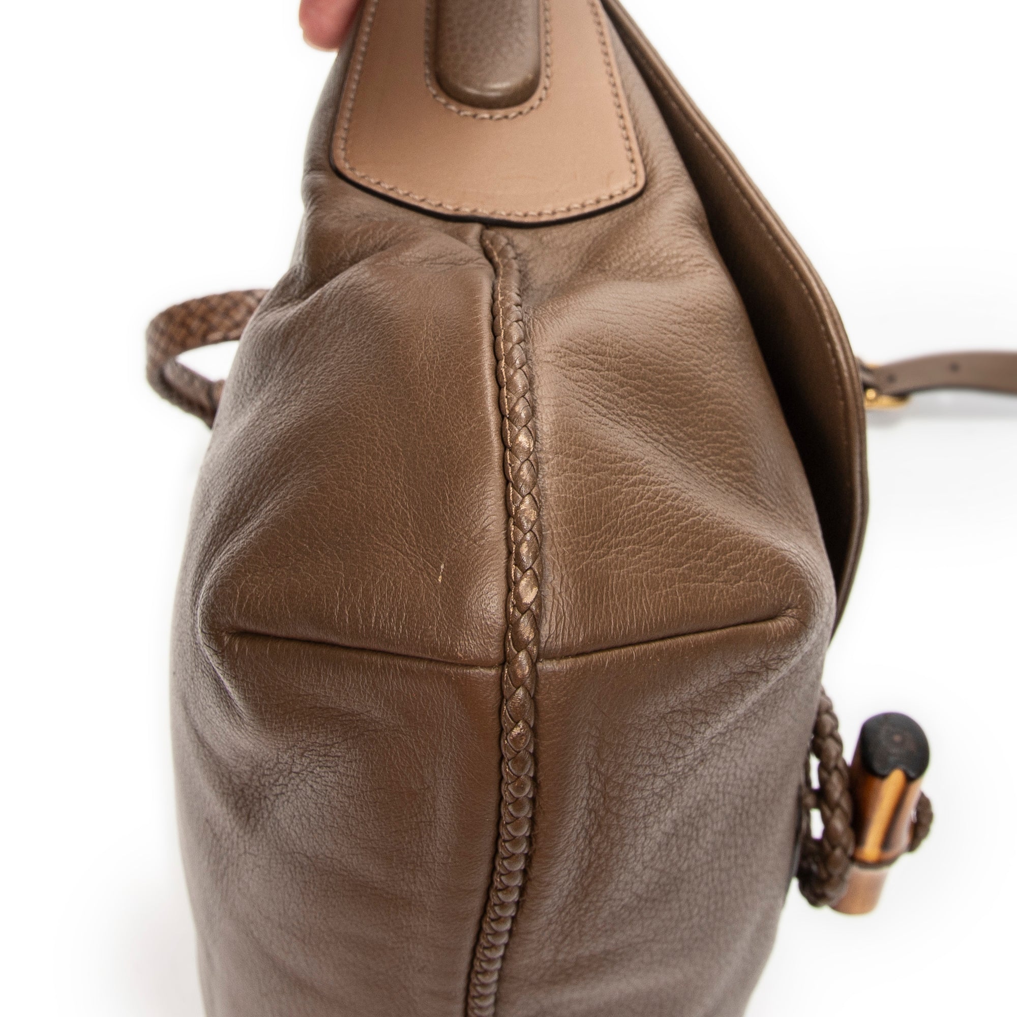 Shoulder Bag Jungle Grande Messsenger Brown Grained Calfskin Leather