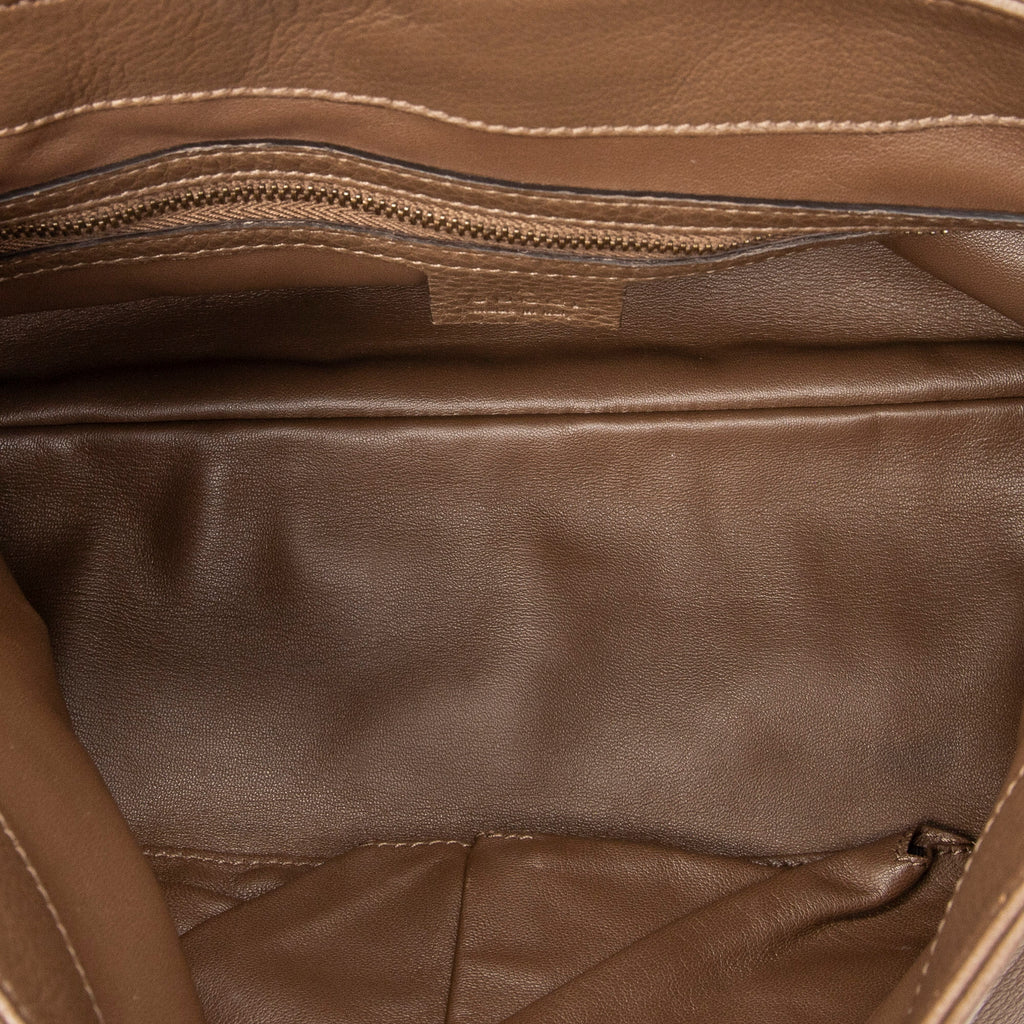 Shoulder Bag Jungle Grande Messsenger Brown Grained Calfskin Leather