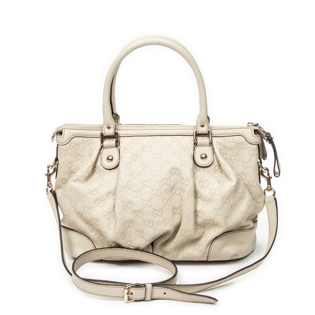 Sac Épaule Sukey Poignée Supérieure Cuir Guccissima Ivoire