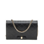 Shoulder Bag Signature Bow Chain Wallet Black Guccissima Leather