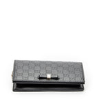 Shoulder Bag Signature Bow Chain Wallet Black Guccissima Leather