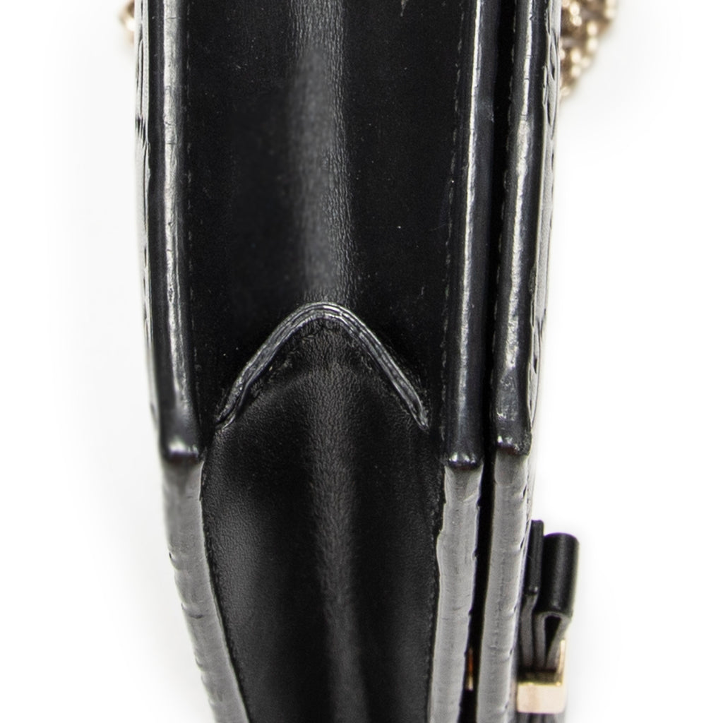 Shoulder Bag Signature Bow Chain Wallet Black Guccissima Leather