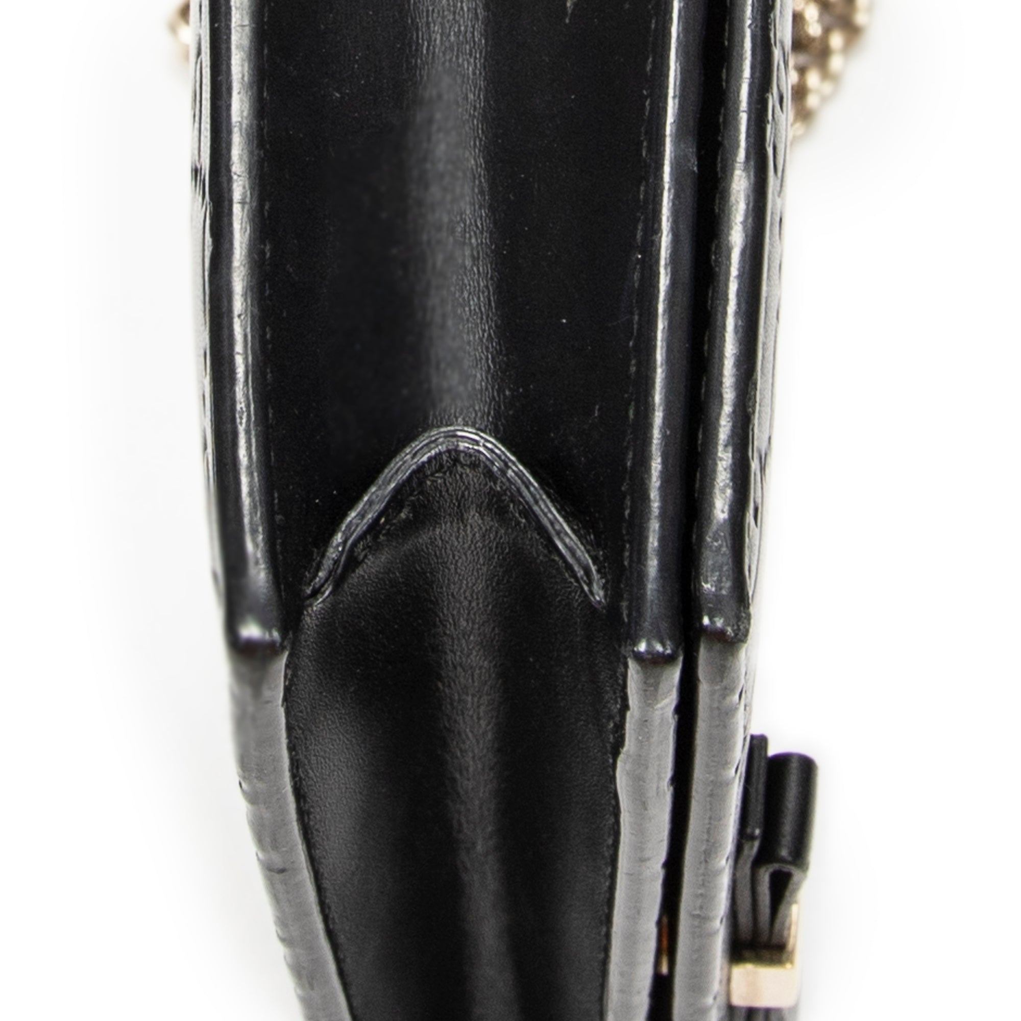 Shoulder Bag Signature Bow Chain Wallet Black Guccissima Leather