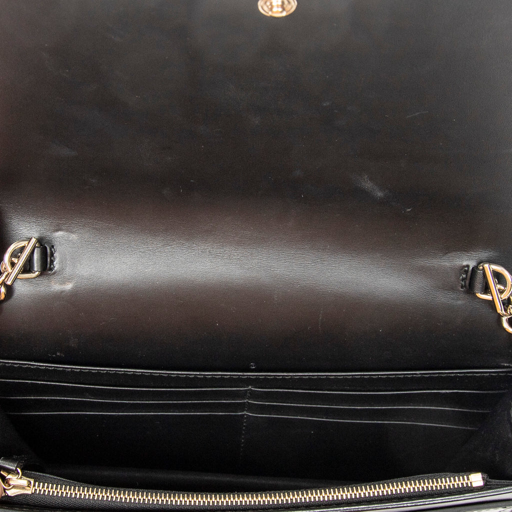 Shoulder Bag Signature Bow Chain Wallet Black Guccissima Leather