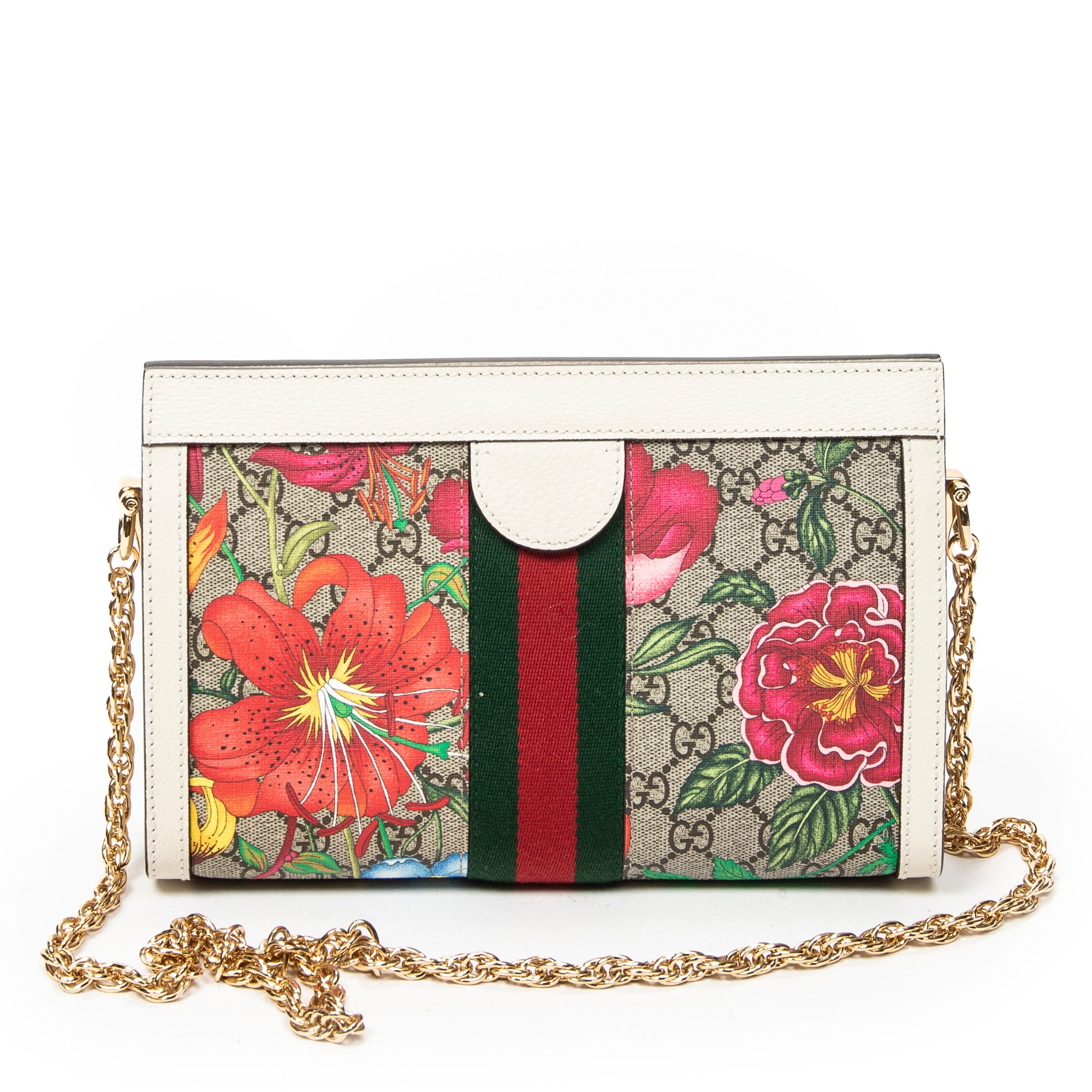Shoulder Bag Small GG Ophidia Beige Floral Printed Supreme Coated Canvas