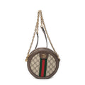 Shoulder Bag Mini Ophidia Round Crossbody Beige Supreme Coated Canvas