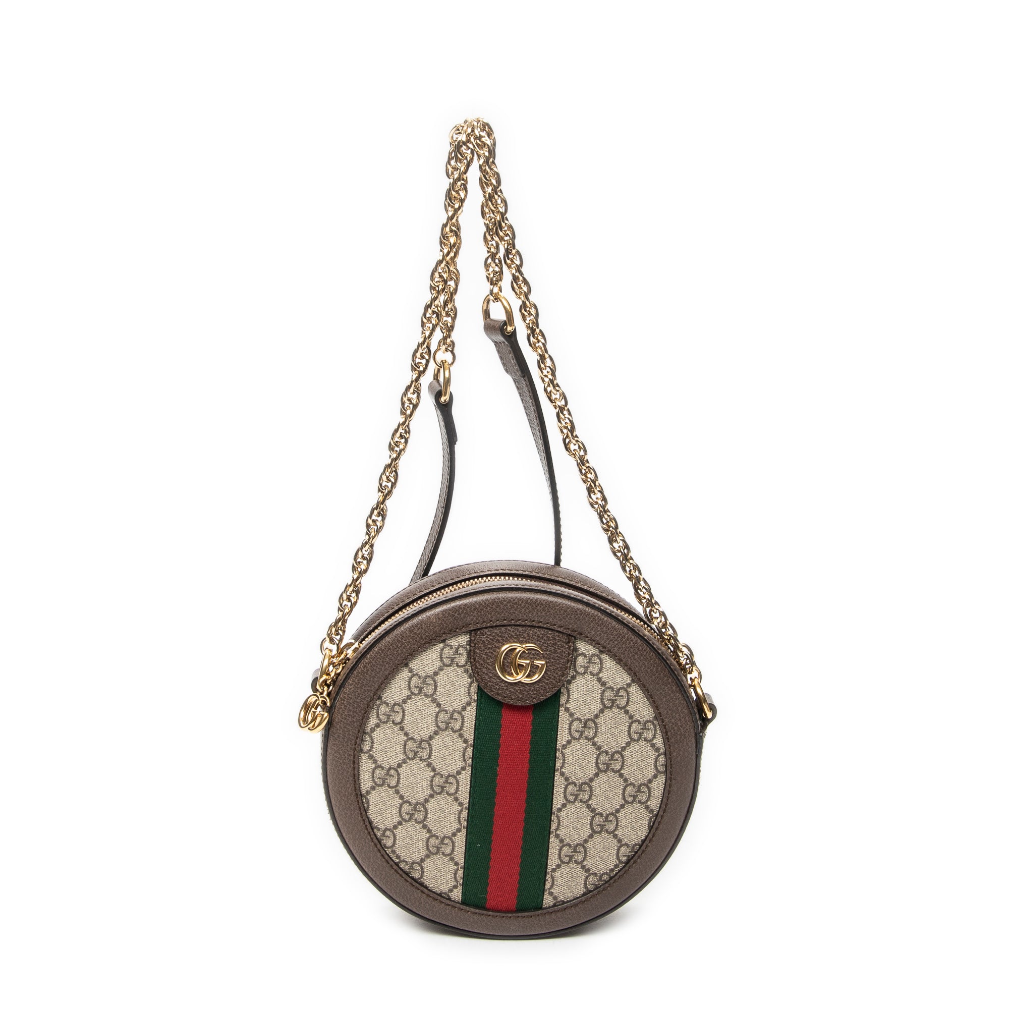 Shoulder Bag Mini Ophidia Round Crossbody Beige Supreme Coated Canvas