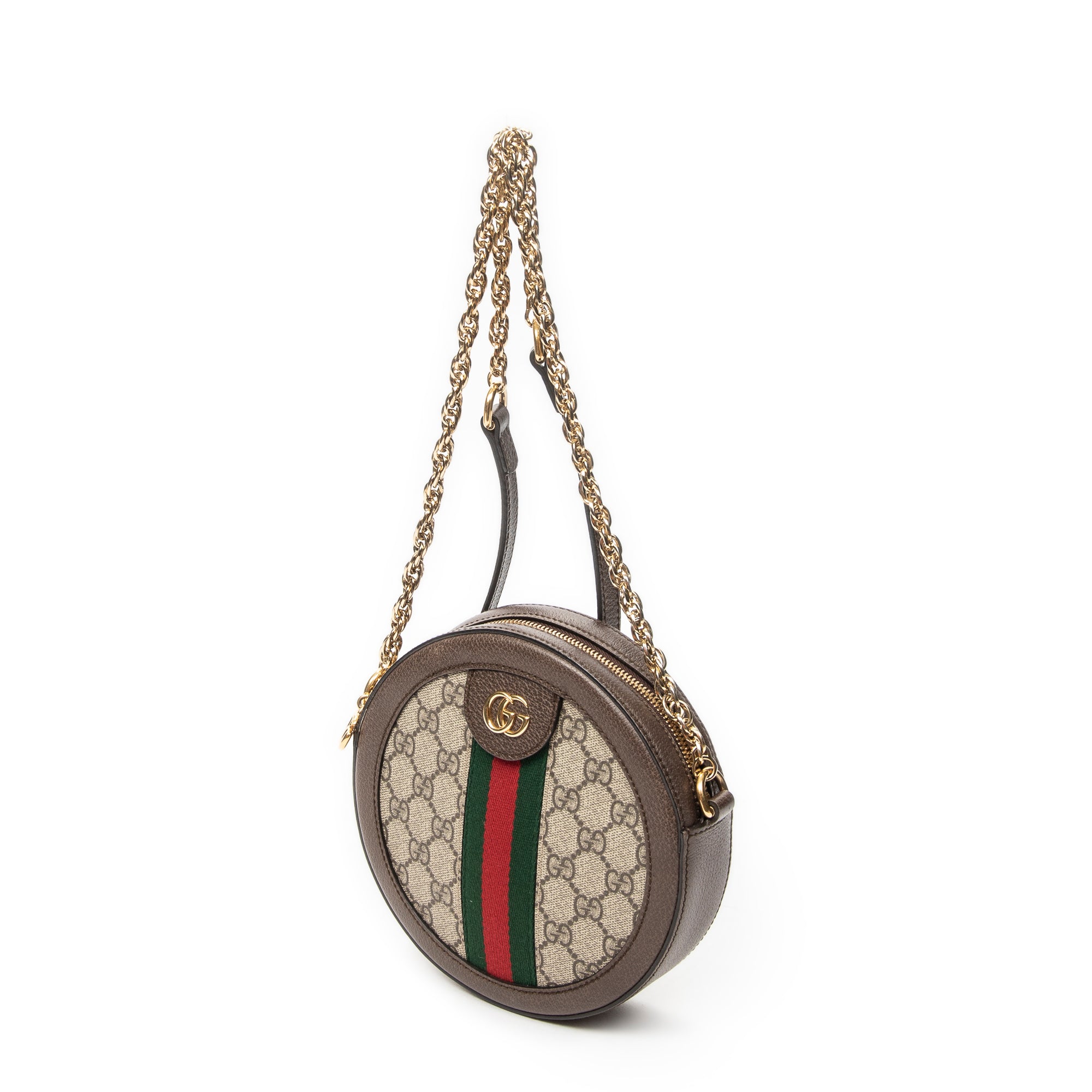 Shoulder Bag Mini Ophidia Round Crossbody Beige Supreme Coated Canvas