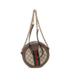 Shoulder Bag Mini Ophidia Round Crossbody Beige Supreme Coated Canvas