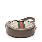 Shoulder Bag Mini Ophidia Round Crossbody Beige Supreme Coated Canvas