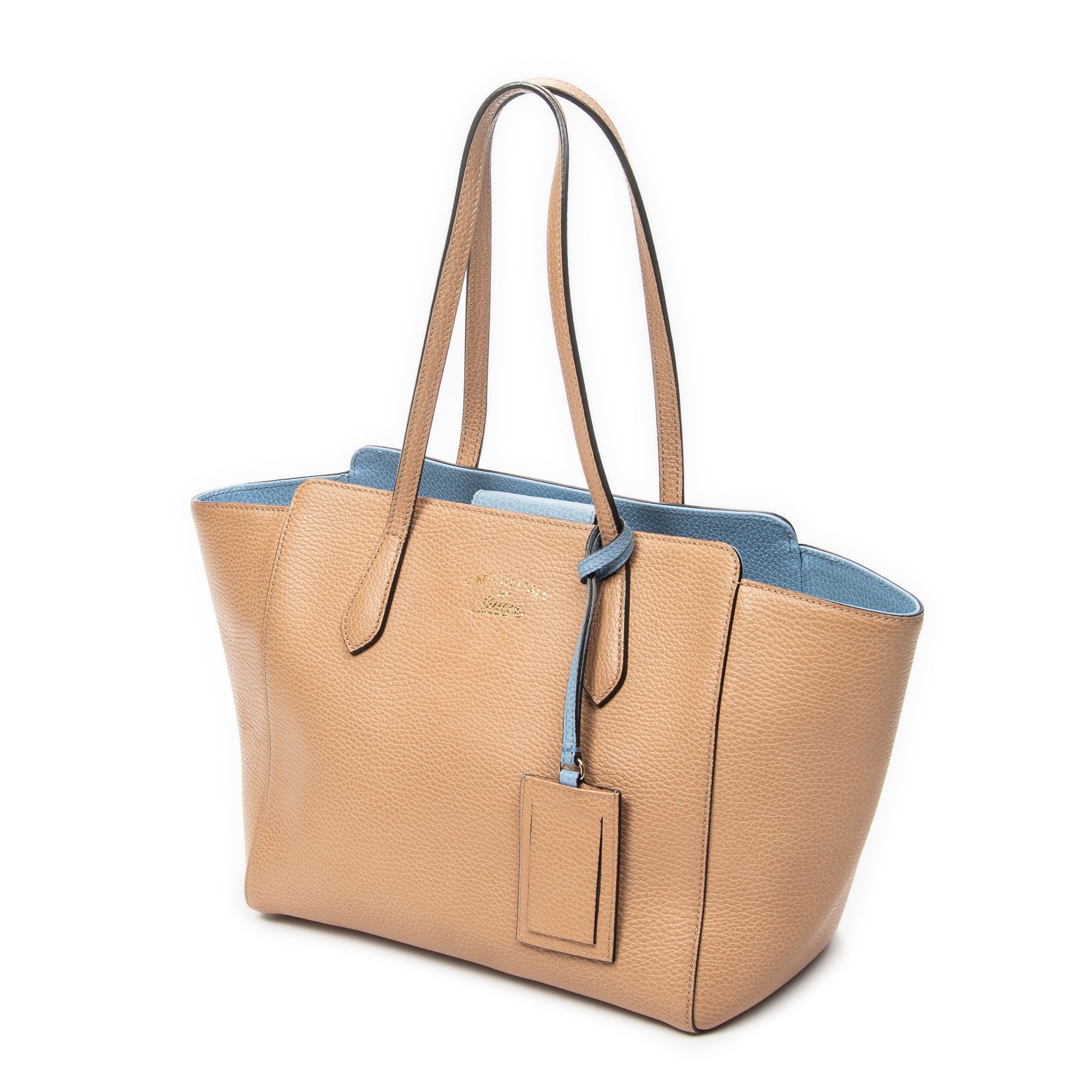 Shoulder Bag Small Swing Tote Beige Grained Calfskin Leather