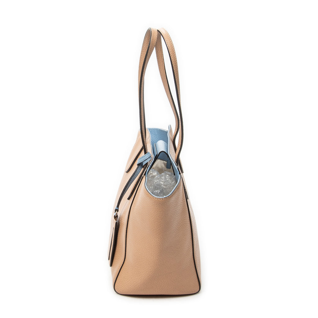 Shoulder Bag Small Swing Tote Beige Grained Calfskin Leather