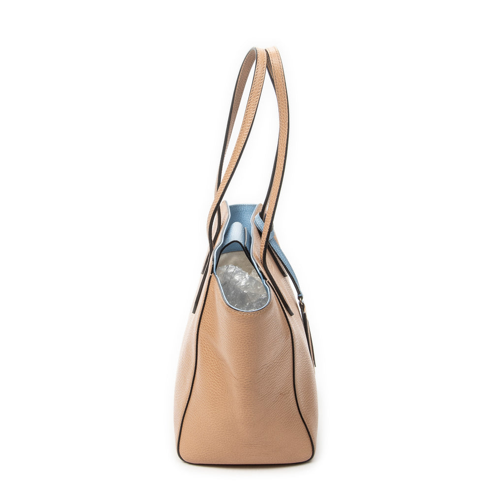 Shoulder Bag Small Swing Tote Beige Grained Calfskin Leather