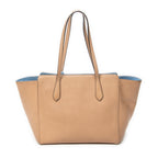 Shoulder Bag Small Swing Tote Beige Grained Calfskin Leather